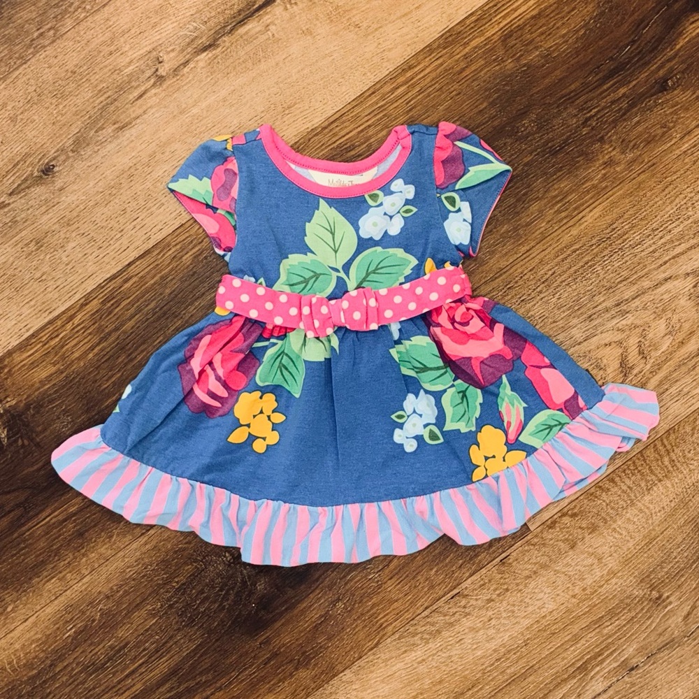 Matilda Jane Bring You Roses Floral Dress Spring Summer Outfit Bow Bright 3-6m